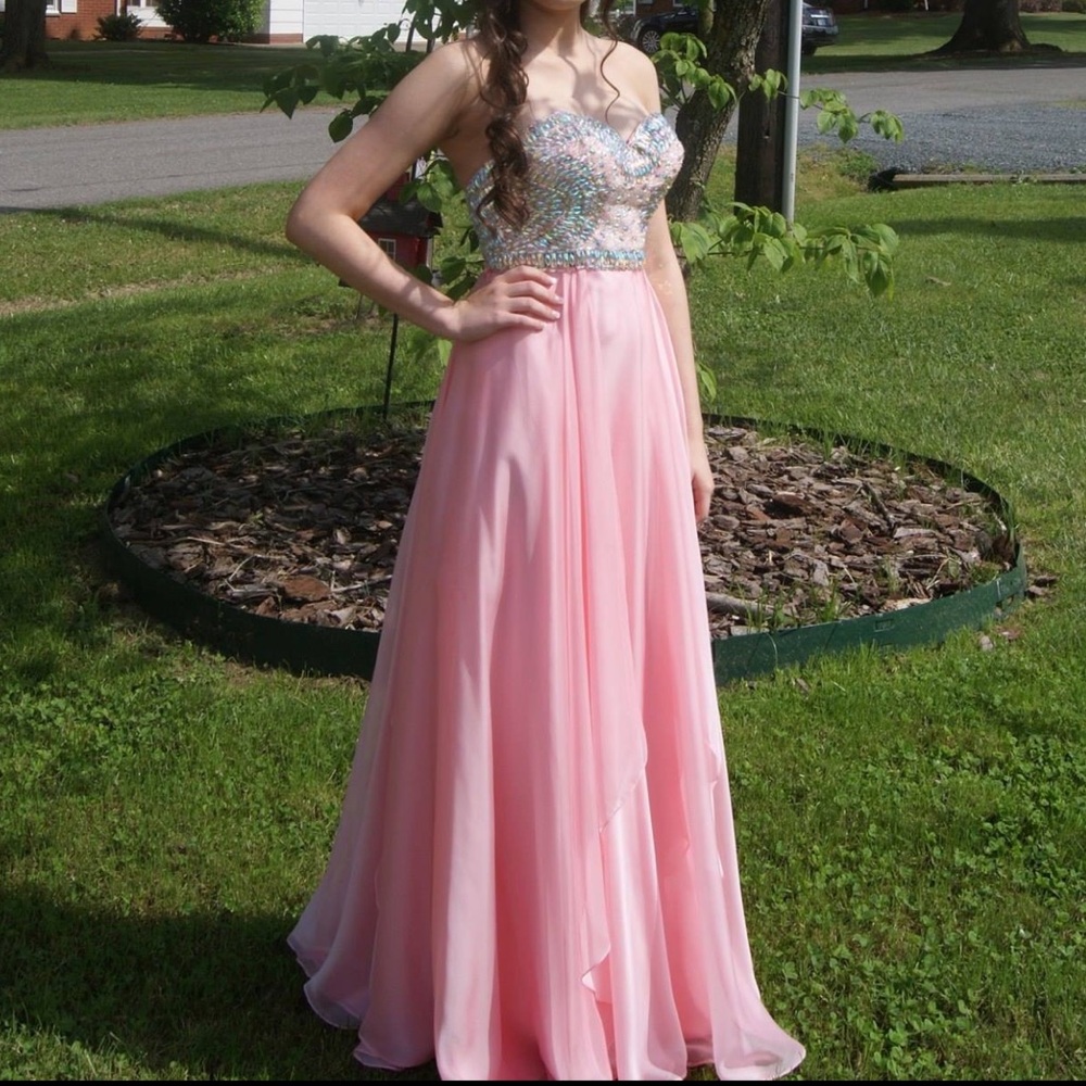 Pink Strapless Prom Dress